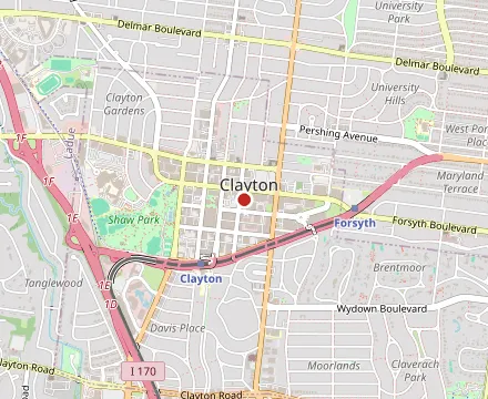 Map showing Louie's Wine Dive & Clayton Kitchen