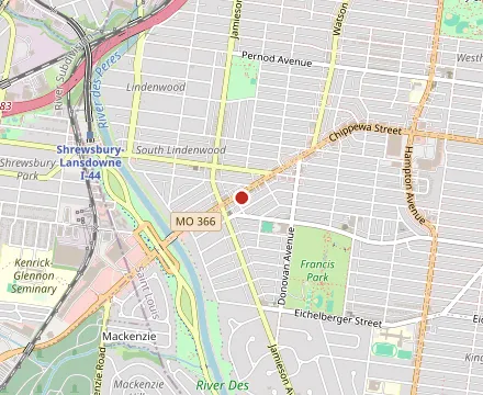 Map showing Ted Drewes Frozen Custard